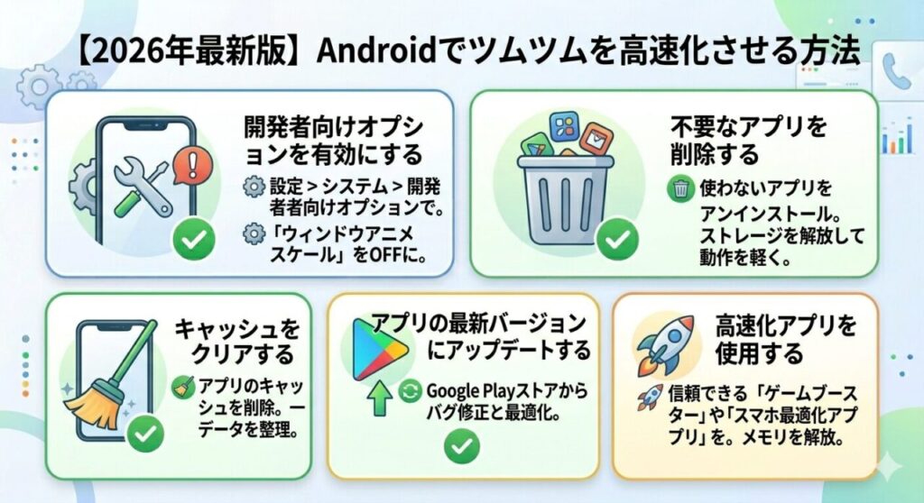 【2026年最新版】Androidでツムツムを高速化させる方法